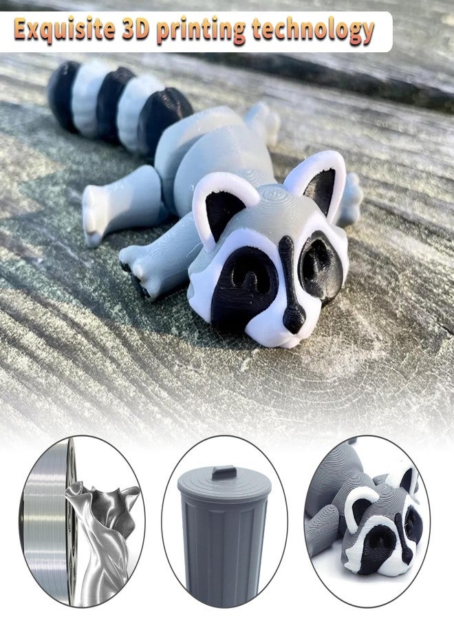 YOUNEEDFUL 3D Printed Raccoon Trash can, Cute Animals for 3D Printed Long Tailed Raccoon Desktop Decoration, Interesting Ornaments, Interesting Animal Gifts (Grey) - Image 3